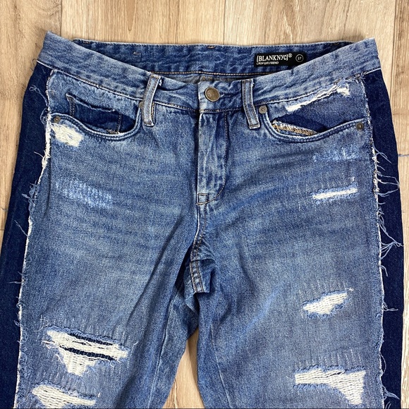 Blank NYC Patchwork Crop Girlfriend Jeans Size 27 - Picture 4 of 11